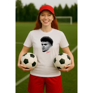 Tricou Dama cu fotbalistul Brahim Diaz Real Madrid din bumbac 100% - Img 3