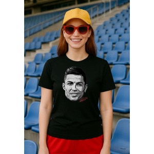 Tricou Dama cu fotbalistul Cristiano Ronaldo-Al-Nassr FC din bumbac 100% - Img 2