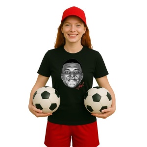 Tricou Dama cu fotbalistul Kylian Mbappe-Paris Saint-Germain PSG din bumbac 100% - Img 5