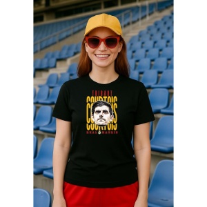 Tricou Dama cu fotbalistul Thibaut Courtois-Real Madrid din bumbac 100% - Img 2