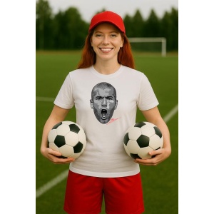 Tricou Dama cu fotbalistul Zinedine Zidane-Real Madrid din bumbac 100%