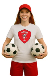 Tricou dama cu logo stema AC Perugia Italia , din bumbac 100% - Img 3