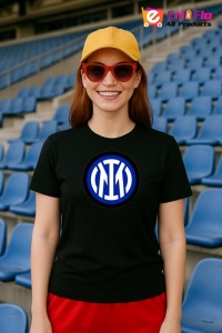 Tricou dama cu logo stema FC InternazionaleMilano Italia , din bumbac 100% - Img 4