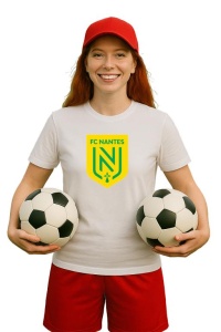 Tricou dama cu logo stema FC Nantes Franta , din bumbac 100% - Img 2