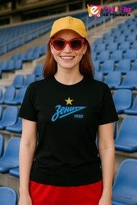 Tricou dama cu logo stema FC Zenit Rusia , din bumbac 100%