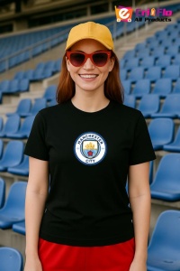Tricou dama cu logo stema Manchester City Anglia , din bumbac 100% - Img 4