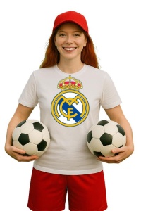 Tricou dama cu logo stema Real Madrid CF Spania , din bumbac 100% - Img 3