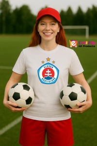 Tricou dama cu logo stema SK Slovan Bratislava Slovacia , din bumbac 100% - Img 9