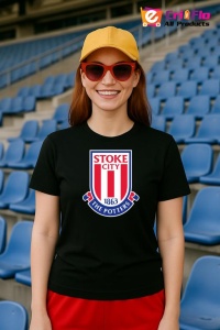 Tricou dama cu logo stema Stoke City Anglia , din bumbac 100% - Img 5