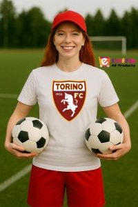 Tricou dama cu logo stema Torino FC Italia , din bumbac 100%