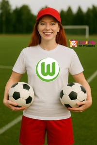 Tricou dama cu logo stema VfL Wolfsburg Germania , din bumbac 100% - Img 8
