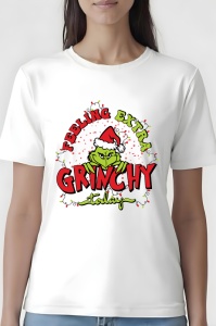 Tricou dama - Feeling extra Grinchy - Crăciun, modă, stil, cadouri, sărbători, festiv