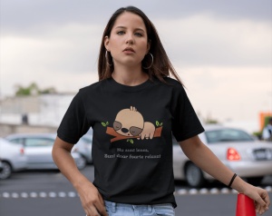 Tricou dama haios personalizat - Nu sunt lenes, doar relax - din bumbac, personalizat - Cadou - Img 4