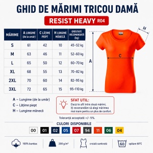 Tricou Damă Rimeck Resist Heavy R04 – 100% Bumbac, 200 g/m², Croială Cambrată, S–3XL - Img 4