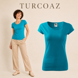 Tricou Damă Simplu cu Guler Rotund, Bumbac 100% – 30 Culori, XS–3XL - Img 27