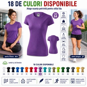 Tricou Damă Sport, pentru sala, alergare, divere activitari sportive, 100% Poliester Extra Dry, Uscare Rapidă, 18 Culori, XS–2XL - Img 11