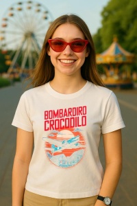 Tricou Dama Tralalero TraLaLa cu Bombardiro Bombardino Crocodilo Funny Italian Brainrot Meme (1)