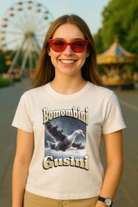 Tricou Dama Tralalero TraLaLa cu Bombombini Gusini Funny Italian Brainrot Meme Graphic - Img 4