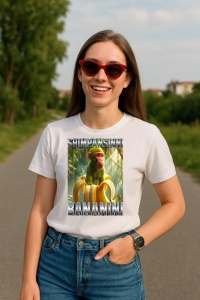 Tricou Dama Tralalero TraLaLa cu Shimpansinni Bananini Monkey Banana Italian Brainrot Meme - Img 3