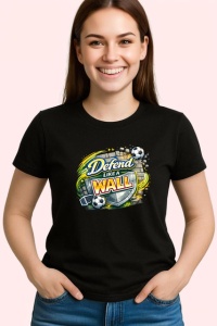 Tricou Defend Like A Wall Portar Fotbal V1, din bumbac 100%, tricou negru Copii | Dama | Barbat - Img 3