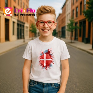 Tricou Denmark Steag Splash Art, Copii | Dama | Barbat - Img 7