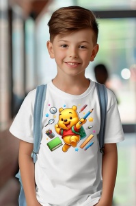 Tricou din bumbac 100% pentru copii, Winnie the Pooh, Back To School, scoala, educatie, joaca, personaje - Img 3