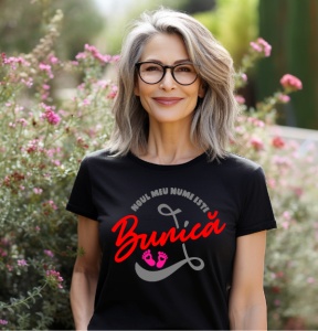 Tricou din bumbac personalizat dama Noul meu nume este BUNICA - Cadou - Img 2