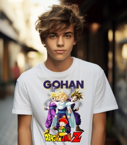 Tricou din bumbac, personalizat haios pentru copii cu Gohan Dragon Ball Z - cadou