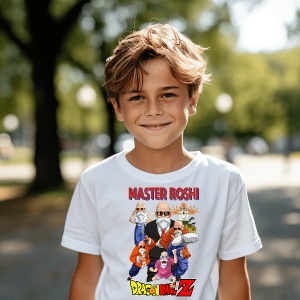 Tricou din bumbac, personalizat haios pentru copii cu Master Roshi Dragon Ball Z - cadou