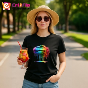 Tricou Dinozaur verde portocaliu cu vopsea fundal alb Copii | Dama | Barbat, culoare negru - Img 7