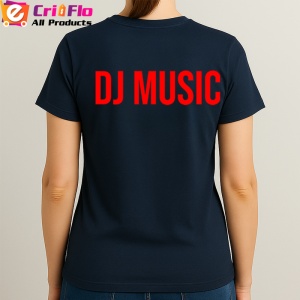 Tricou DJ MUSIC, Personalizat | Unisex Dama si Barbat, Albastru Inchis - Img 3