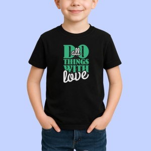 Tricou Do All Things With Love Font Verde V2, din bumbac 100%, tricou negru Copii | Dama | Barbat - Img 2