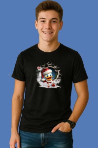 Tricou Donald Cu Decor De Craciun Si Fundal Alb Craciun, din bumbac 100% Copii | Dama | Barbat - Img 2