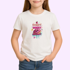 Tricou Donut Worry Be Happy Gogosi Roz, Copii | Dama | Barbat - Img 2