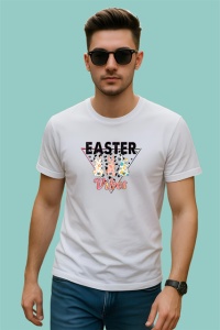 Tricou Easter Vibes Urechi Iepure Flori Colorate, din bumbac 100% , tricou alb pentru Copii | Dama | Barbat