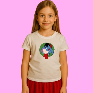 Tricou Eeyore In Coronita Cu Fular Rosu, din bumbac 100% Copii | Dama | Barbat - Img 3