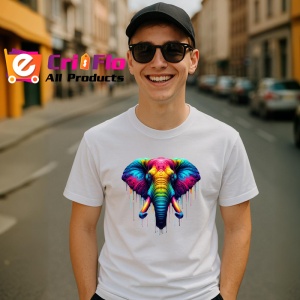 Tricou Elefant artistic culori intense simbol memorie si forta Copii | Dama | Barbat - Img 5