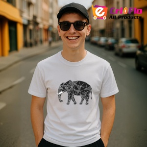 Tricou Elefant Negru Abstract Stil Cubic, Copii | Dama | Barbat - Img 6