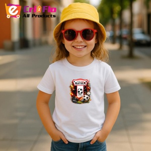 Tricou Emblema Astra Giurgiu Fotbal Club Romania, din bumbac 100% , tricou alb pentru Copii | Dama | Barbat - Img 5