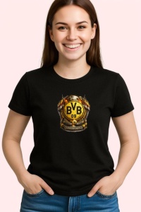 Tricou Emblema Borussia Dortmund Bvb Fotbal Germania, din bumbac 100%, tricou negru Copii | Dama | Barbat - Img 3
