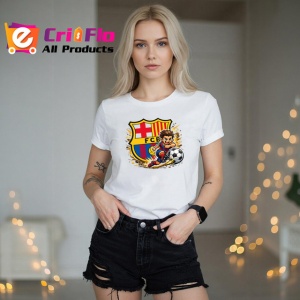 Tricou Emblema Fc Barcelona Fotbal Minge Spania, din bumbac 100% , tricou alb pentru Copii | Dama | Barbat - Img 7