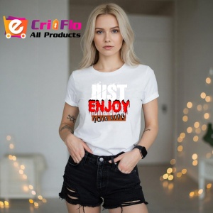 Tricou Enjoy This Life Font Rosu Stil Horror V1, din bumbac 100% , tricou alb pentru Copii | Dama | Barbat - Img 7