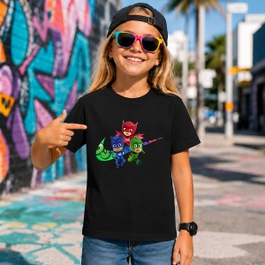 Tricou Eroi In Pijama Pj Masks Catboy Gekko Owlette Urban Logo, din bumbac 100%, tricou negru, Copii | Dama | Barbat - Img 7