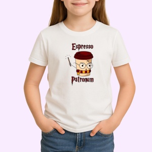 Tricou Espresso Patronum Harry Potter Parodie Cafea, din bumbac 100% , tricou alb pentru Copii | Dama | Barbat - Img 2
