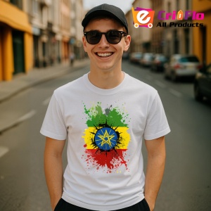 Tricou Ethiopia Steag Splash Art, Copii | Dama | Barbat - Img 6