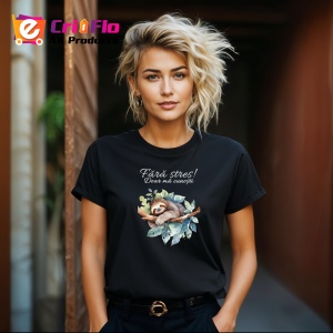 Tricou Fara Stres Lenevesc Ilustratie, din bumbac 100%, tricou negru, Dama | Barbat - Img 5
