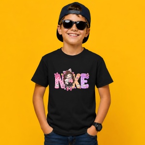 Tricou Fata Gamer Anime Roz Estetic Litere Urban Cat Ears, din bumbac 100%, tricou negru, Copii | Dama | Barbat