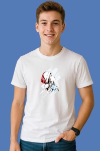 Tricou Fata Mos Craciun Cu Caciula, din bumbac 100% Copii | Dama | Barbat - Img 2