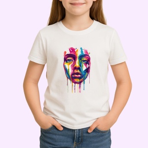 Tricou Fata stil graffiti cu pete de vopsea curcubeu Copii | Dama | Barbat