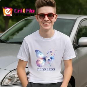 Tricou Fearless fluture albastru pastel cu flori delicate Copii | Dama | Barbat Barbat - Img 6